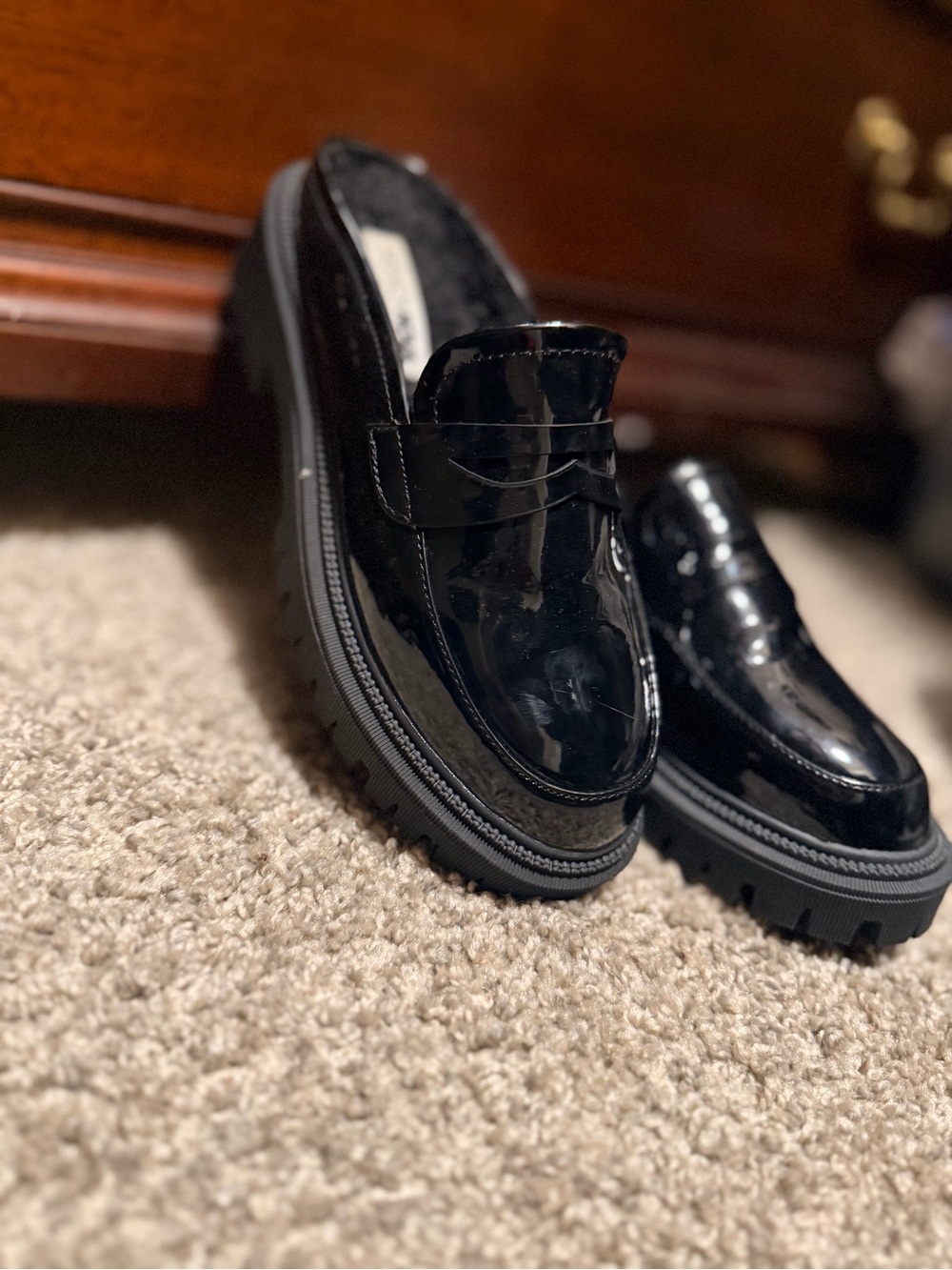 Black Patent Leather Penny Loafers